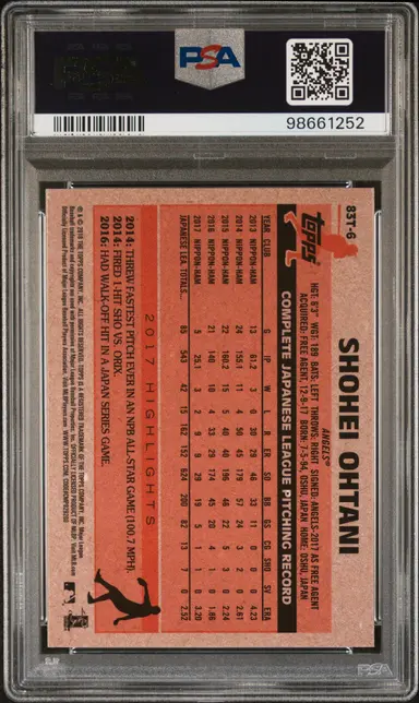2018 TOPPS CHROME SHOHEI OHTANI 1983 TOPPS #83T-6 PSA9 / 大谷翔平 サムネイル 2