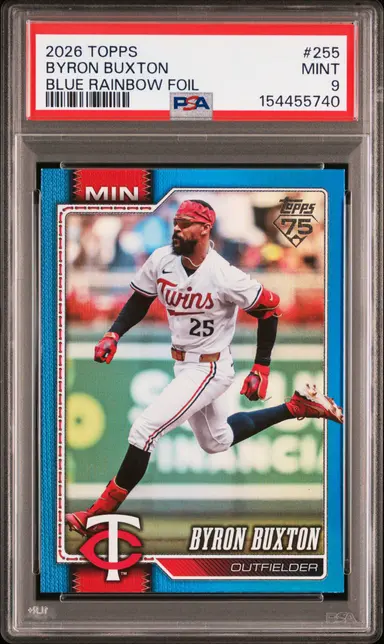 2026 TOPPS BYRON BUXTON BLUE RAINBOW FOIL #255 PSA9 サムネイル 1