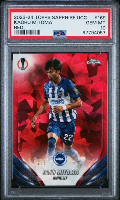 2023-24 TOPPS CHROME SAPPHIRE UCC KAORU MITOMA RED #169 PSA10 2/5 / 三笘薫 サムネイル 1