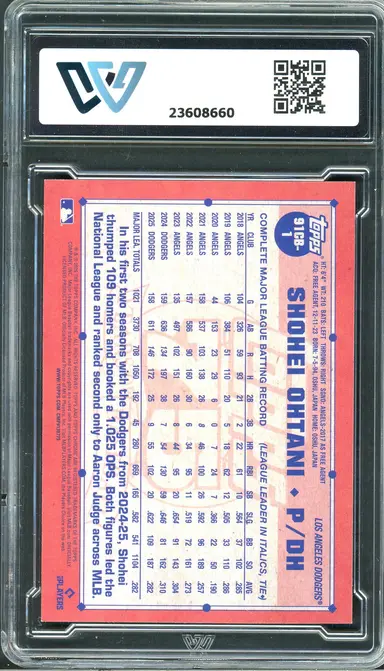 2026 TOPPS CHROME SHOHEI OHTANI #91CB-1 WCG9 / 大谷翔平 サムネイル 2