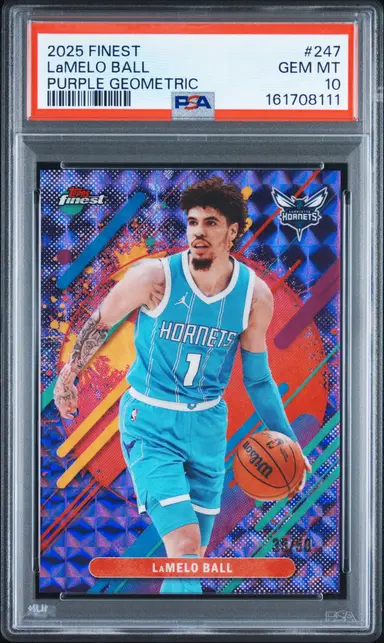 2025 FINEST LAMELO BALL PURPLE GEOMETRIC 35/50 #247 PSA10 / ラメロボール thumbnail 1