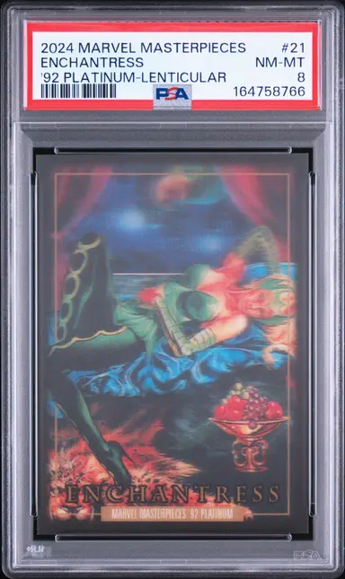 2024 UPPER DECK MARVEL MASTERPIECES ENCHANTRESS '92 PLATINUM-LENTICULAR #21 PSA8 サムネイル 1