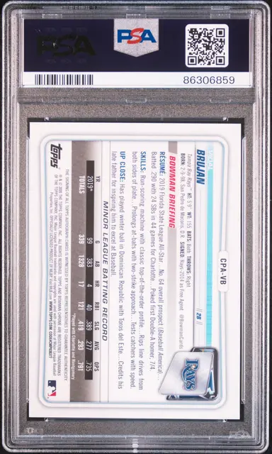 2020 BOWMAN CHROME VIDAL BRUJAN PROS.AUTO-BLUE REF. #CPAVB PSA10 / ビダルブルハーン サムネイル 2