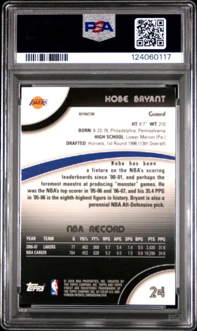 2007 FINEST KOBE BRYANT REFRACTOR #24 PSA9 / コービー・ブライアント thumbnail 2