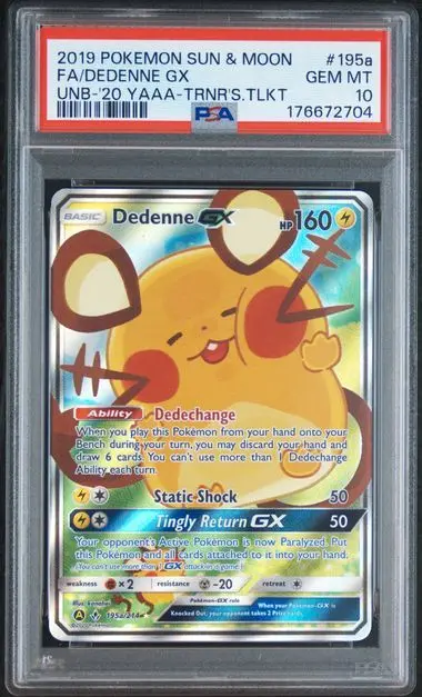 2019 POKEMON SUN ＆ MOON FA/DEDENNE GX PSA10