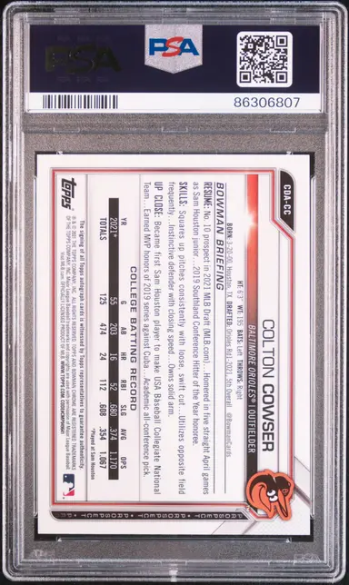 2021 BOWMAN DRAFT COLTON COWSER CHROME DRAFT PICK AUTO #CDACC PSA10 / コルトンカウザー サムネイル 2