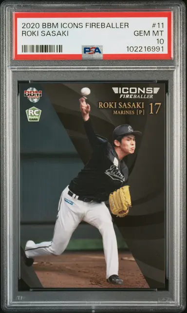 2020 BBM ICONS FIREBALLER ROKI SASAKI #11 PSA10 / 佐々木朗希 サムネイル 1