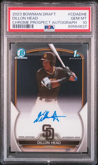 2023 BOWMAN DRAFT CHROME PROSPECT AUTOGRAPH DILLON HEAD #CDADHE PSA10 / ディロン ヘッド サムネイル 1