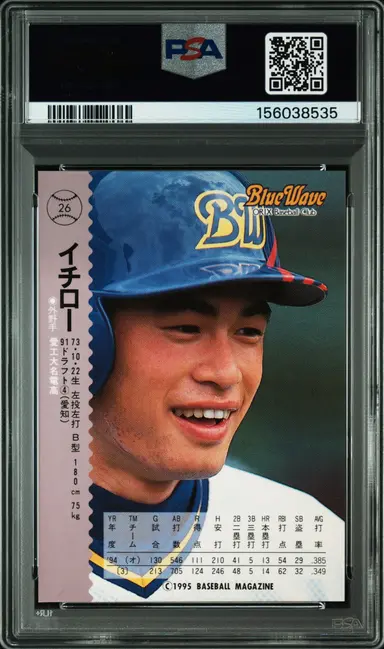 1995 BBM ORIX TEAM SET II ICHIRO GOLD FACSIMILE #26 PSA10 / 鈴木一朗 サムネイル 2