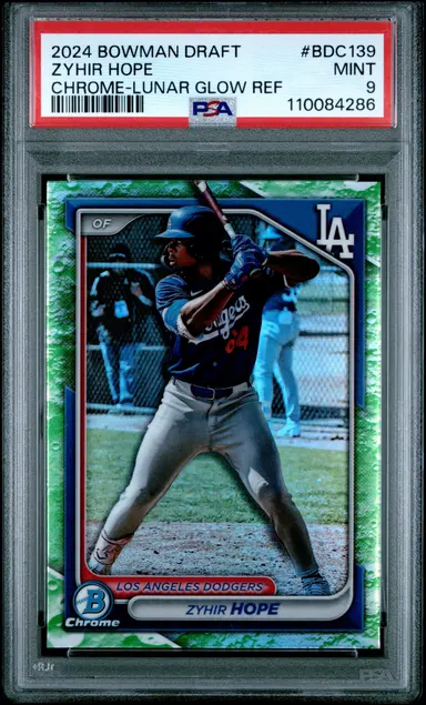 2024 BOWMAN DRAFT ZYHIR HOPE CHROME-LUNAR GLOW REF #BDC139 PSA9 / ザイア ホープ サムネイル 1