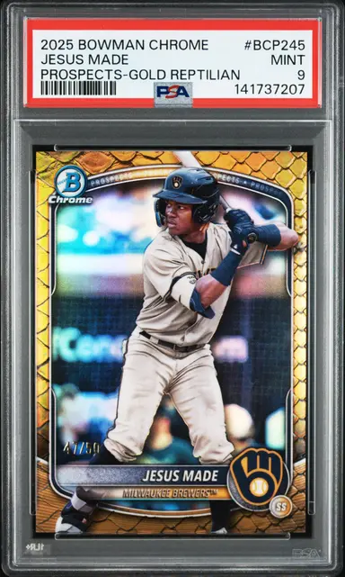2025 BOWMAN CHROME JESUS MADE PROSPECTS-GOLD REPTILIAN #BCP245 PSA9 サムネイル 1