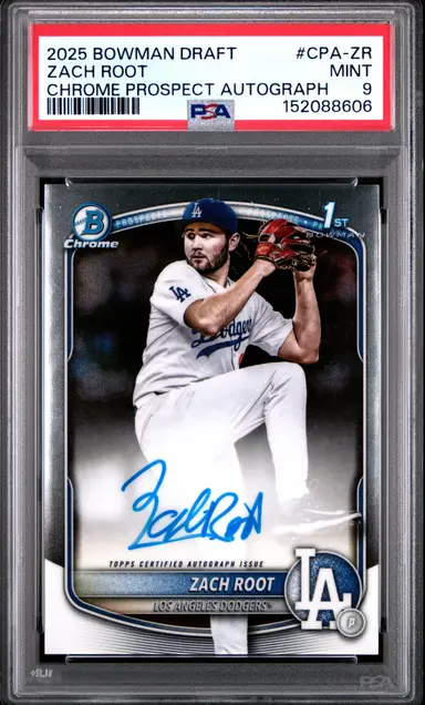 2025 BOWMAN DRAFT ZACH ROOT CHROME PROSPECT AUTOGRAPHS #CPA-ZR PSA9 サムネイル 1
