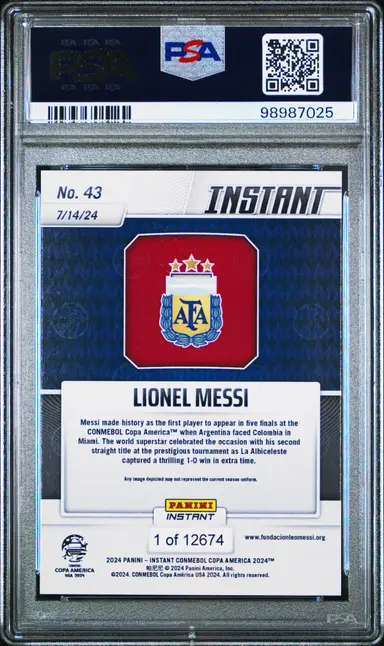 2024 PANINI INSTANT LIONEL MESSI CONMEBOL COPA AMERICA #43 PSA9 / リオネルメッシ サムネイル 2