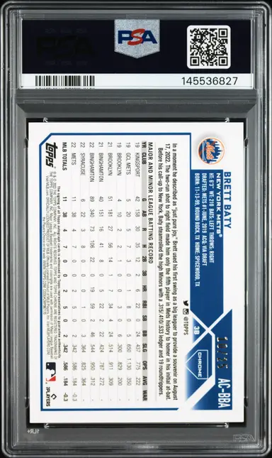 2023 TOPPS CHROME UPDATE BRETT BATY AUTOGRAPH-ORANGE WAVE REF #ACBBA PSA10 / ブレットベイティ サムネイル 2