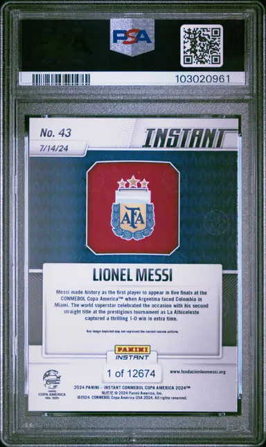 2024 PANINI INSTANT LIONEL MESSI COPA AMERICA #43 PSA10 / リオネルメッシ サムネイル 2
