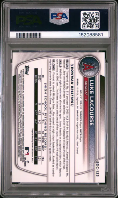 2025 BOWMAN DRAFT LUKE LACOURSE CHROME-ORANGE GEOMETRIC #BDC-123 PSA10 サムネイル 2