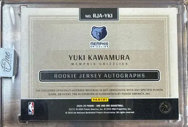 2024-25 ONE AND ONE YUKI KAWAMURA AUTO RELIC /10 ROOKIE / 河村勇輝 サムネイル 2
