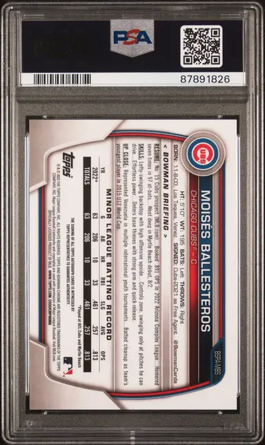 2023 BOWMAN SAPPHIRE MOISES BALLESTEROS AUTO PSA9 / モイゼスバレステロス サムネイル 2