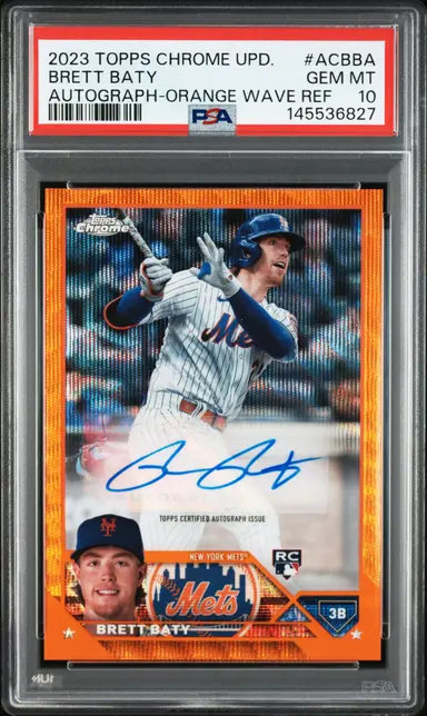 2023 TOPPS CHROME UPDATE BRETT BATY AUTOGRAPH-ORANGE WAVE REF #ACBBA PSA10 / ブレットベイティ サムネイル 1
