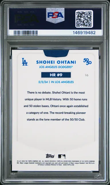 2024 TOPPS 50/50 SHOHEI OHTANI CHROME-BLUE REFRACTOR #16 PSA9 サムネイル 2