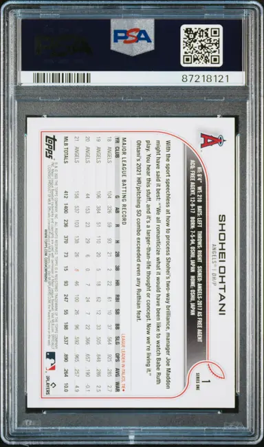 2022 TOPPS SHOHEI OHTANI #1 PSA9 / 大谷翔平 サムネイル 2