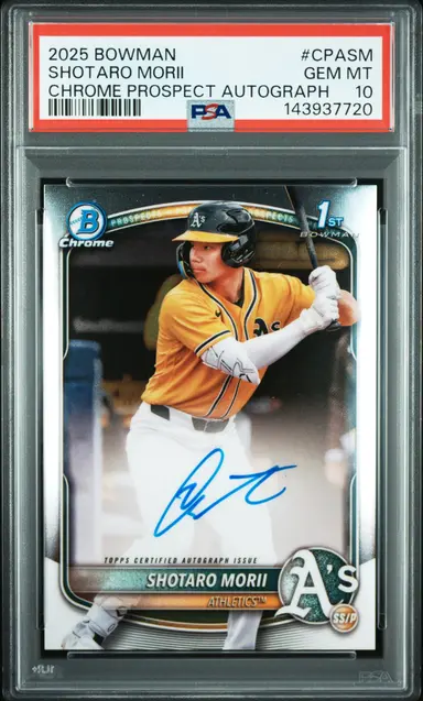 2025 BOWMAN CHROME PROSPECT AUTOGRAPHS SHOTARO MORII #CPASM PSA10 / 森井 翔太郎 サムネイル 1