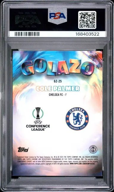 2024-25 TOPPS CHROME UCC COLE PALMER GOLAZO-RED REFRACTOR #GZ25 PSA9 / コールパーマー サムネイル 2