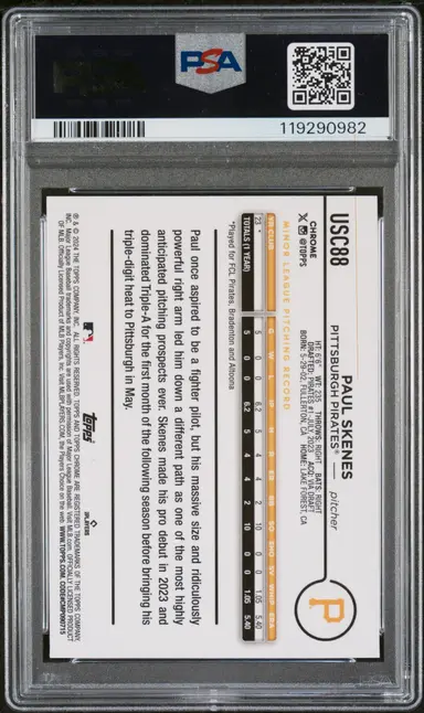 2024 TOPPS CHROME UPDATE PAUL SKENES BLUE RAYWAVE #USC88 PSA10 / ポールスキーンズ サムネイル 2
