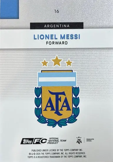 2026 TOPPS ARGENTINA TEAM SET LIONEL MESSI #16 / リオネルメッシ 缩略图 2